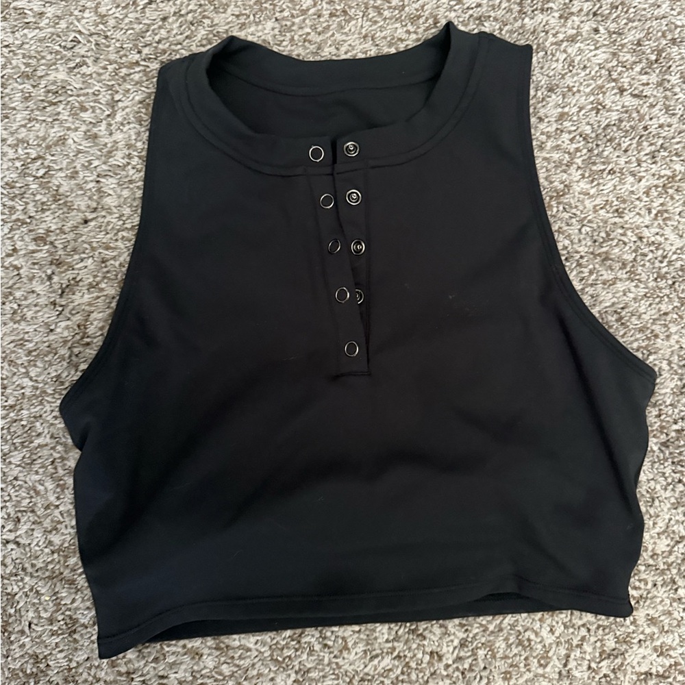 P'tula Black Tank Top with Button Accents